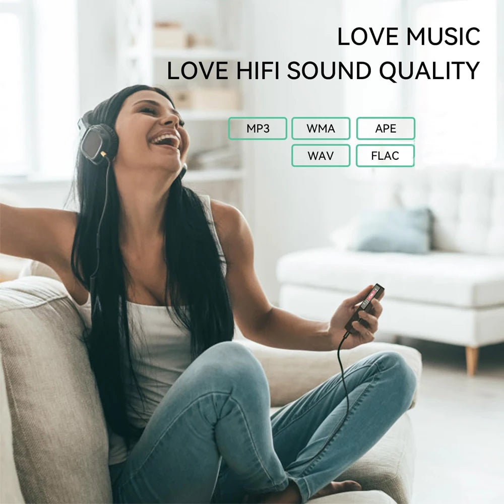MP3 Player Bluetooth 5.0 Portable Music Player 1.8 inch Built-in Speaker Stereo Music Player Support FM Radio E-Book Recording