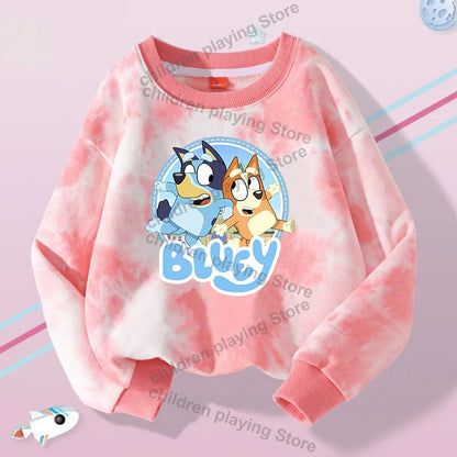 Blueyi Series Kid Pullover Sweatshirts Trendy Long Sleeves Top Bingo Autumn Winter Cartoon Child Clothes Birthday Christmas Gift