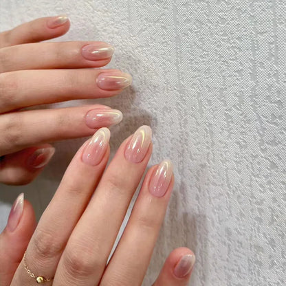 24PCS stiletto false nail tips Mid-length Gradients press on nails wearable full cover fashion false fingernails patch for girls