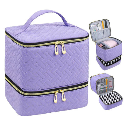 Nail Polish Storage Bag Essential Oil Bag Portable Cosmetic Nail Care Kit Nail Care Tool Storage Box Double Layer 30 Compartment