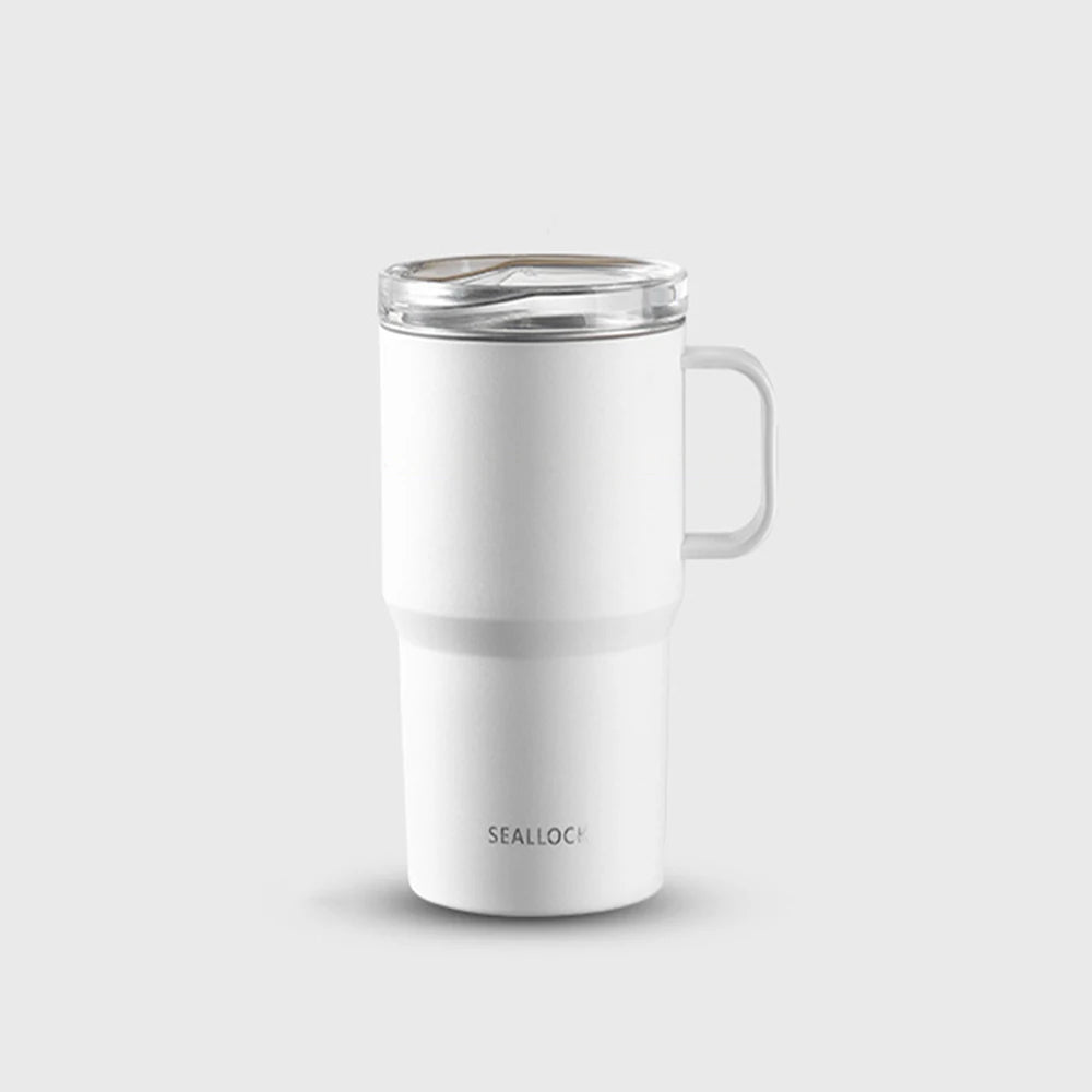 304 stainless steel water cup, coffee cup, tea cup with handle and lid, double-layer mug, car water cup, PP shell, birthday gift