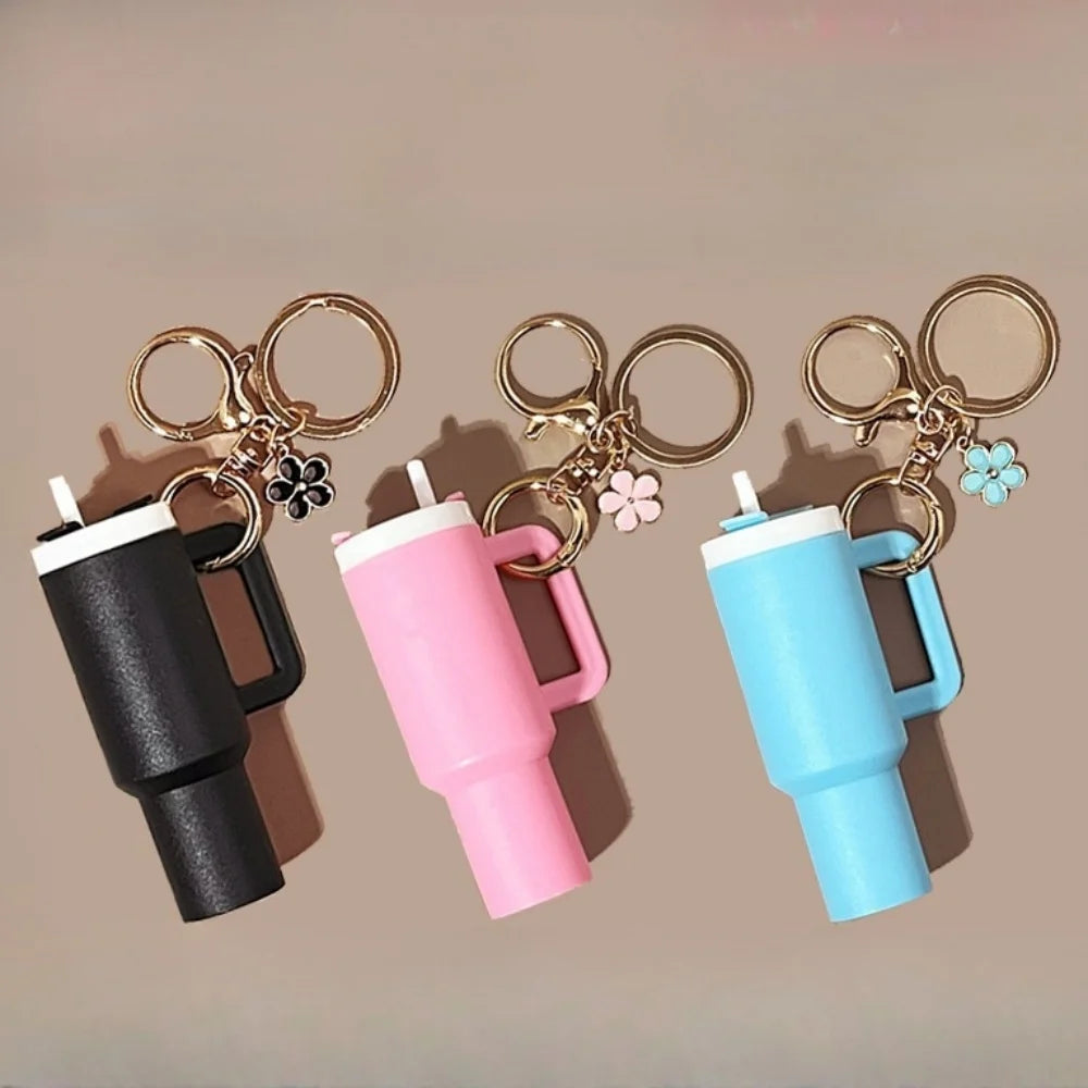 Mini Stanley Cup Keychain Creative Coin Chapstick Storage Box Accessories Key Holder Backpack Tumbler Handle Decoration