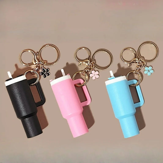 Mini Stanley Cup Keychain Creative Coin Chapstick Storage Box Accessories Key Holder Backpack Tumbler Handle Decoration