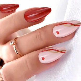 24Pcs Press on Fake Nails Short Medium French Acrylic Full Cover False Nail With Glue Kit Mini File Manicure for Women and Girls