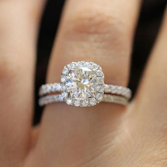 New Silver Plated Rings set For Women Cubic Zirconia Jewelry Wedding Engagement Ring Wholesale Size 5-11
