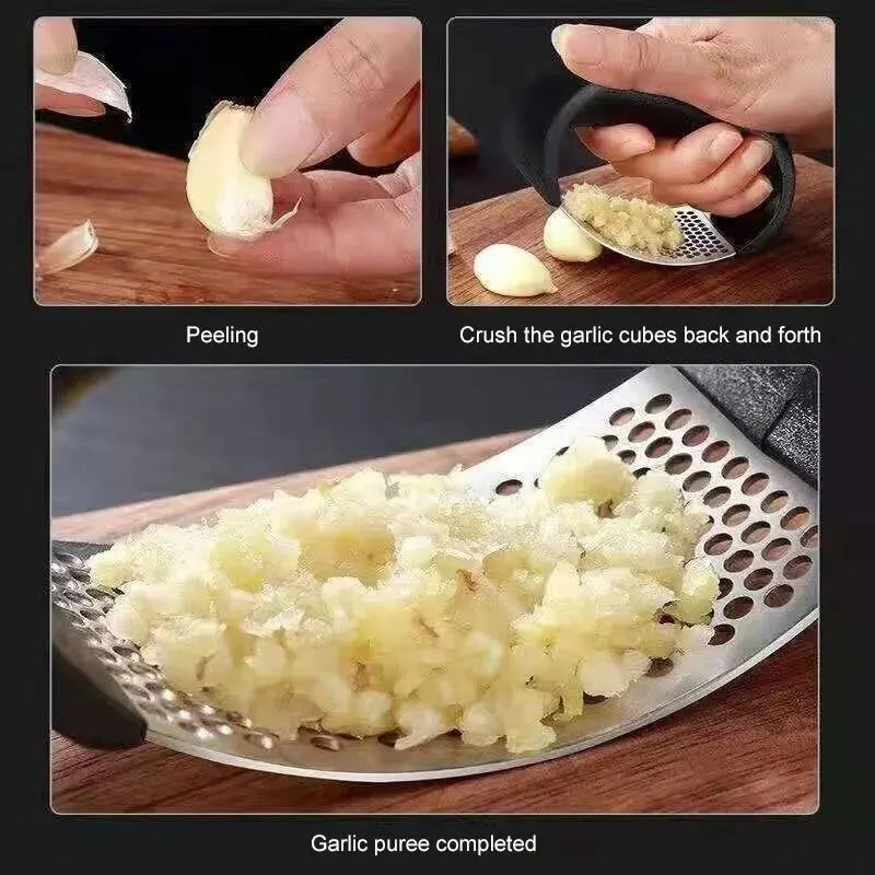 1pc Stainless Steel Garlic Press Crusher Manual Garlic Mincer Chopping Garlic Tool Fruit Vegetable Tool