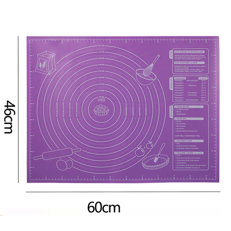 60*46cm Silicone Pastry Mat Extra Thick Non Stick Baking Mat with Measurement Kitchen Fondant Dough Rolling Mat