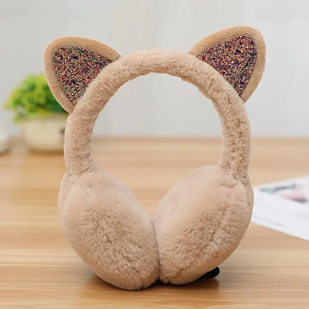 2025 Women Lovely Winter Cats Ear Warmer Shiny Glitter Earmuff Cold Protection Warmer plush cute winter accessories ear muffs