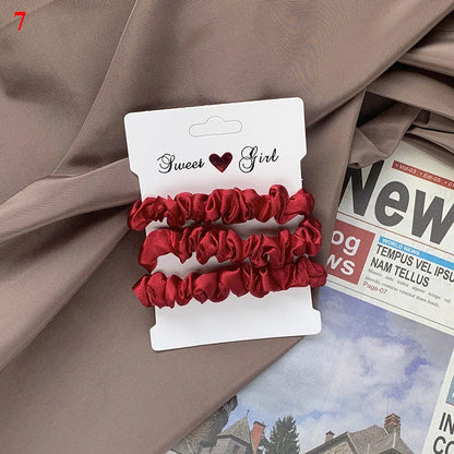 3/6Pcs/Set Silk Hair Scrunchies Elastic Hair Bands Women Elegant Headwear Hair Ties Ponytail Holder Sweet Hair Rope Rubber Bands