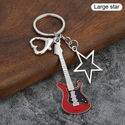 1Piece Y2K Guitar Cat Key Chain For Men Women Pentagram Bow Pendant Fashion Rock Punk Bag Accessories Gift