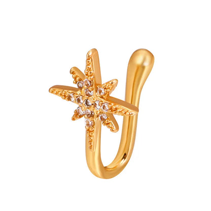 1Pc Copper Fake Piercing Nose Ring Butterfly Crown Star Heart Clip On Nose Ear Clip Cuff Earring for Women Gift Body Jewelry Nez