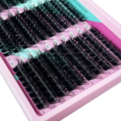MIOFIA Lashes Cluster Natural Fluffy Volume Individual Eyelash 60D 80D 100D Thick Cat Eye Lashes Mixed Tray DIY Lash Extension