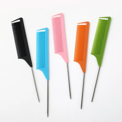 Anti-static Pointed Tail Hair Styling Comb Fine Tooth Barber Accessories Steel Tip Tail Comb Salon Steel Needle Pin Tip Brush