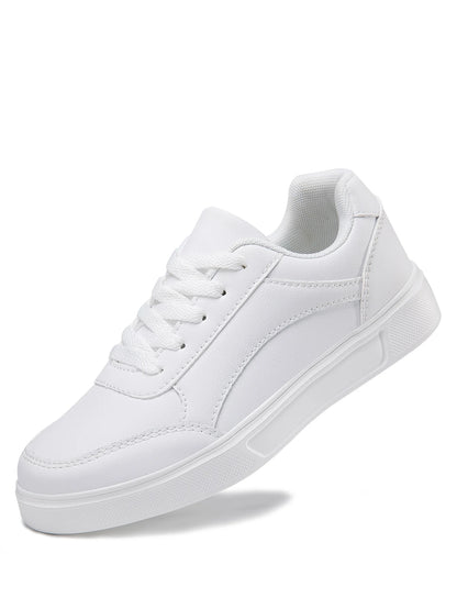 Baasploa Women Casual Sneakers Leather Platform Sneakers for Women Classics Comfort Skateboarding Shoes Non-Slip