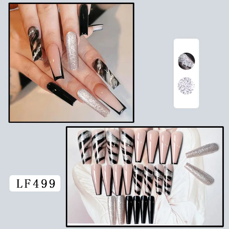 Luxury Designed Reusable Pink Nude False Nails Short Custom Acrylic Press On Nails Artificial Nails With Glue For Woman And Girl