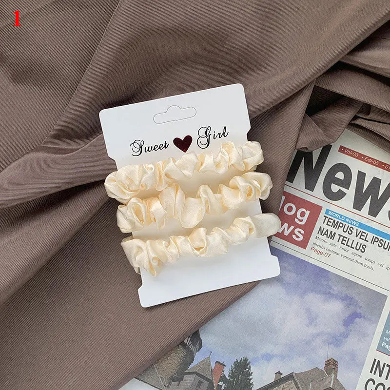 3/6Pcs/Set Silk Hair Scrunchies Elastic Hair Bands Women Elegant Headwear Hair Ties Ponytail Holder Sweet Hair Rope Rubber Bands
