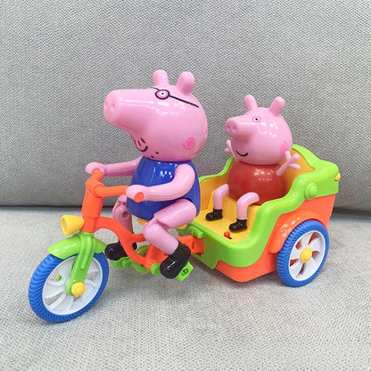 Battery Operated Pink Piggy Ride On Toy Electric Music Car for Kids Cute Pig Daddy Tricycle
