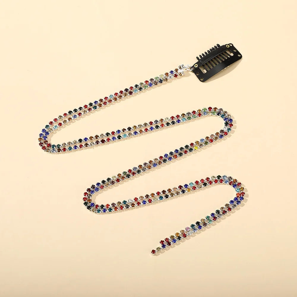 Flash Rhinestone Tassel Braided Hair Clip Korean Temperament Women Girls Hair Accessories Glitter Shiny Chain Hairpins Headdress