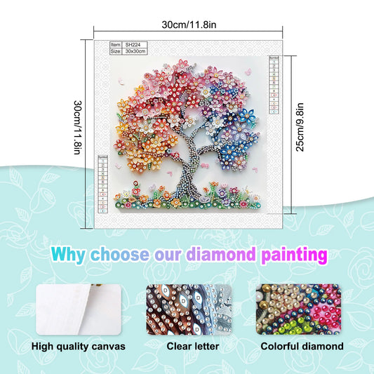 Special Shape Diamond Art Painting Kits for Adult and Beginners,Colorful Tree Diamond Art Painting for Home Wall Decoration Gift