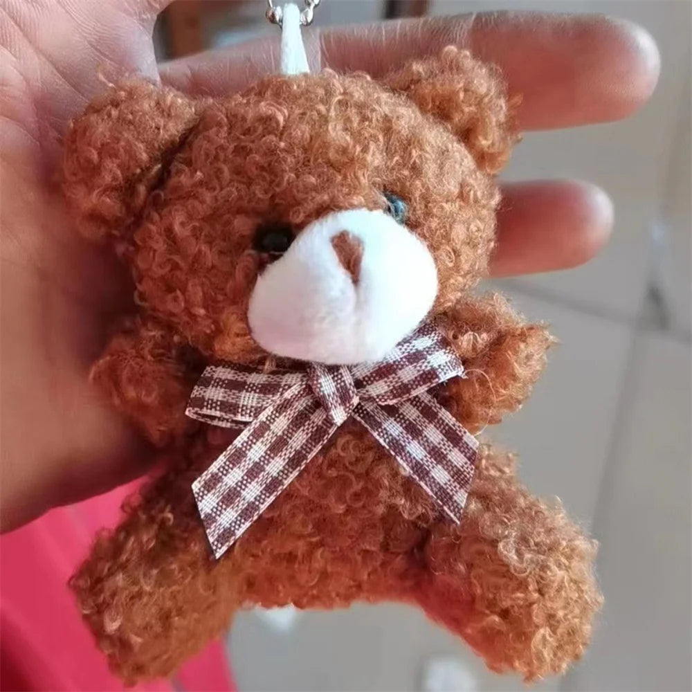 1Pcs Cute Teddy Bear Pendant Plush Doll Little Bear Doll Small Doll Bag Soft Cute Accessories Keychain Female