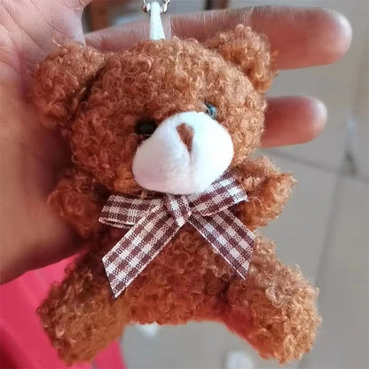 1Pcs Cute Teddy Bear Pendant Plush Doll Little Bear Doll Small Doll Bag Soft Cute Accessories Keychain Female
