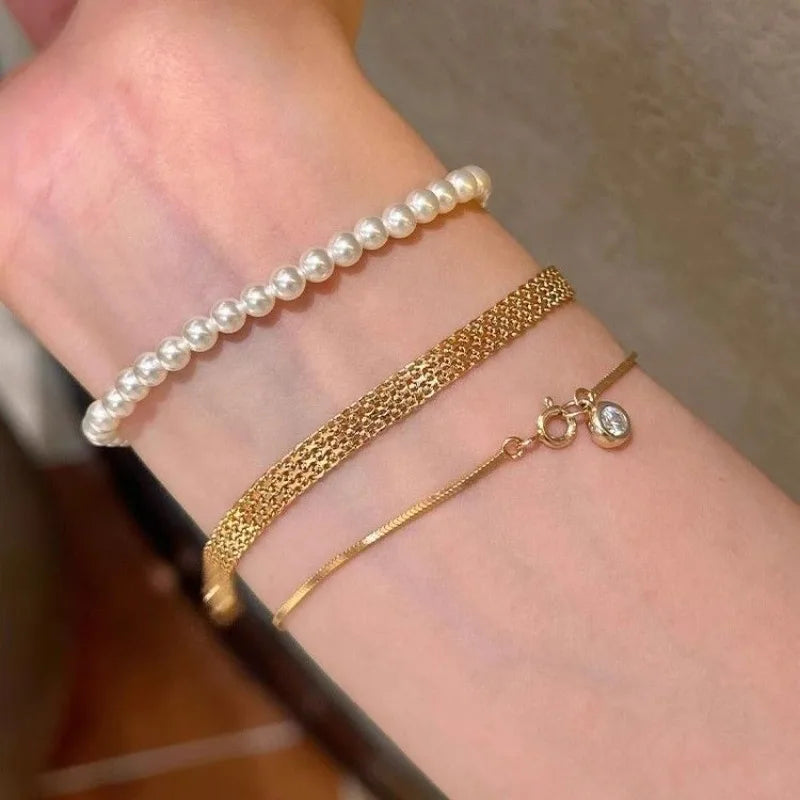 Stainless Steel Watch Strap Bracelets Vintage Woven Strap Bracelet for Women Daily Simple Versatile High-end Jewelry Girl's Gift