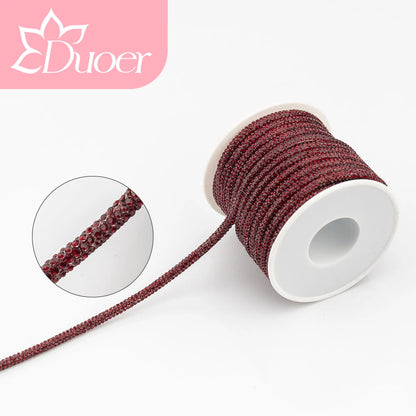 DUOER 3mm 5/10 Yards Glass Rhinestones Rope Tube GlitterDiamond Cord Soft Shoelace Drawstring Trimming For DIY Hoodies Trouser