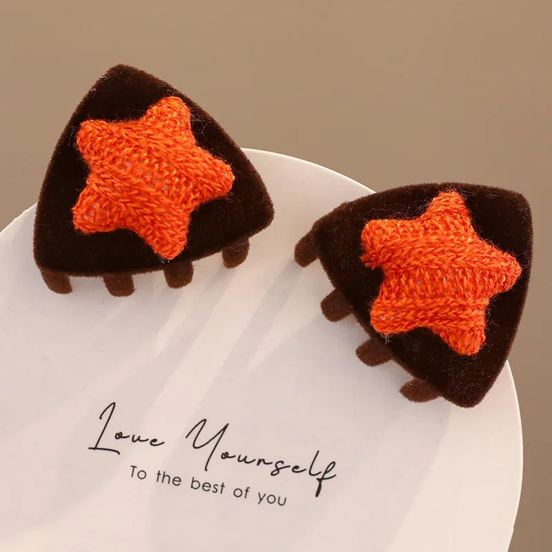 New Cute Plush Cat Claw Hairpin Simple Sweet Girl Baby Small Clasp Clips Children Star Clip Headwear Hair Clips Kids Accessories