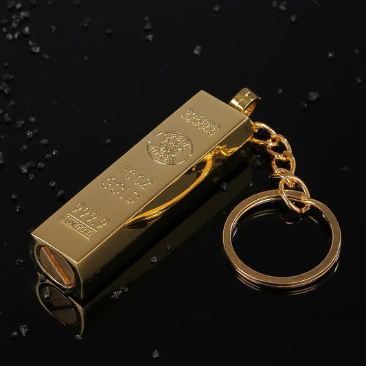 2025 Mini Retro Gold Bar 10,000 Times Kerosenei Lighter Outdoor Waterproof Portable Pendant Cigarette Lighter Wholesale