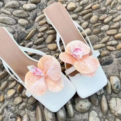 1 Pair Simulation Coloful Thai Fairy  Flower Shoe Buckles Personalized Design  Orchid Simulation Buckles Decor
