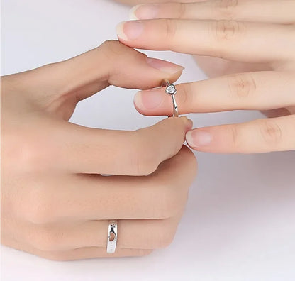 2Pcs/sets Zircon Heart Matching Couple Rings Set Forever Endless Love Wedding Ring for Women Men Charm Jewelry Vintage