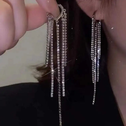 2023 New Fashion Trend Unique Design Delicate Elegant Green Zircon Tassel Earrings Women High Jewelry Wedding Party Gifts
