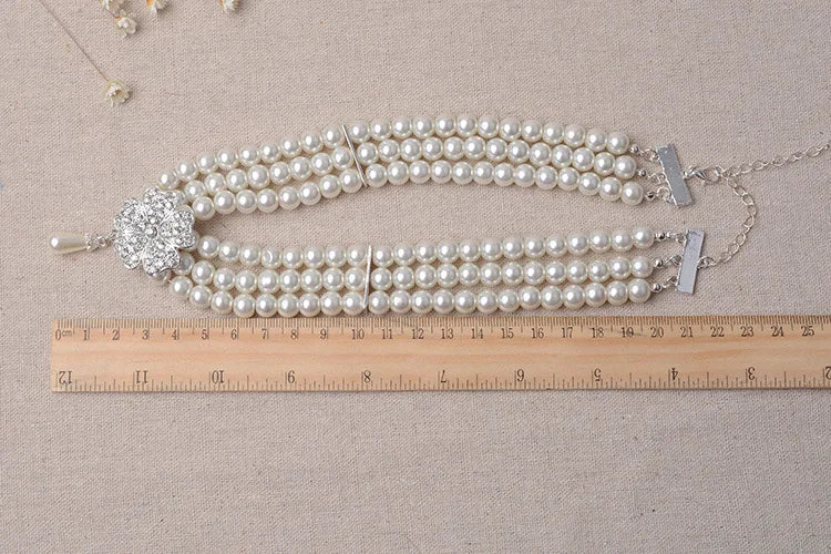 1920s 1950s Women Fashion Jewelry Gatsby Cosplay Accessory Set Pearl Necklace Earring Glove Cigarette Holder Audrey Hepburn