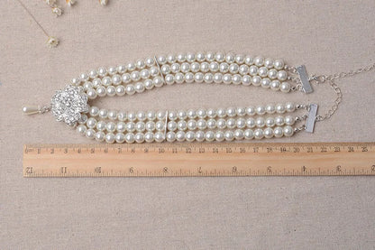 1920s 1950s Women Fashion Jewelry Gatsby Cosplay Accessory Set Pearl Necklace Earring Glove Cigarette Holder Audrey Hepburn
