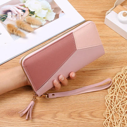 New Long Short Wallet Women's Fashion Credit Card Bag Purse Zipper Handbag Embroidered Heart Mobile Phone Money Coin Bag Case