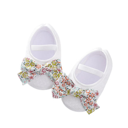 Newborn Toddler Baby Girls Flat Shoes, Soft Sole Bowknot Elastic Band Non-slip Indoor Outdoor Toddler Shoes