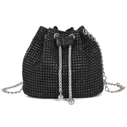 Sophisticated Rhinestone Bucket Bag; High Fashion Versatile Chain Shoulder Bag Designed For Women.