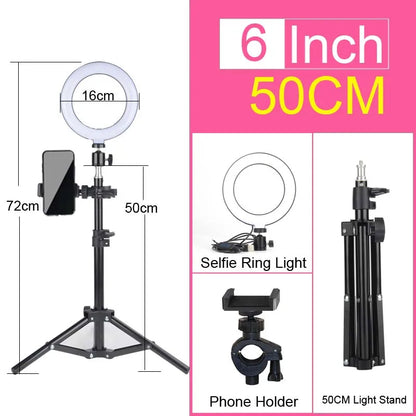 6-14" Ring Light 10 Dimming Levels 22 Modes Professinonal Fill Light 3CCT/RGB with Tripod & Phone/IPad Holder For Live streaming