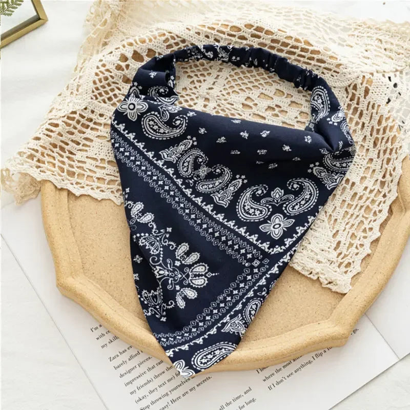 Bohemia Women Hair Band Scarf Floral Print Paisley Bandanas Headwear Vintage Triangle Head Scarf Hair Tie Hair Accessories