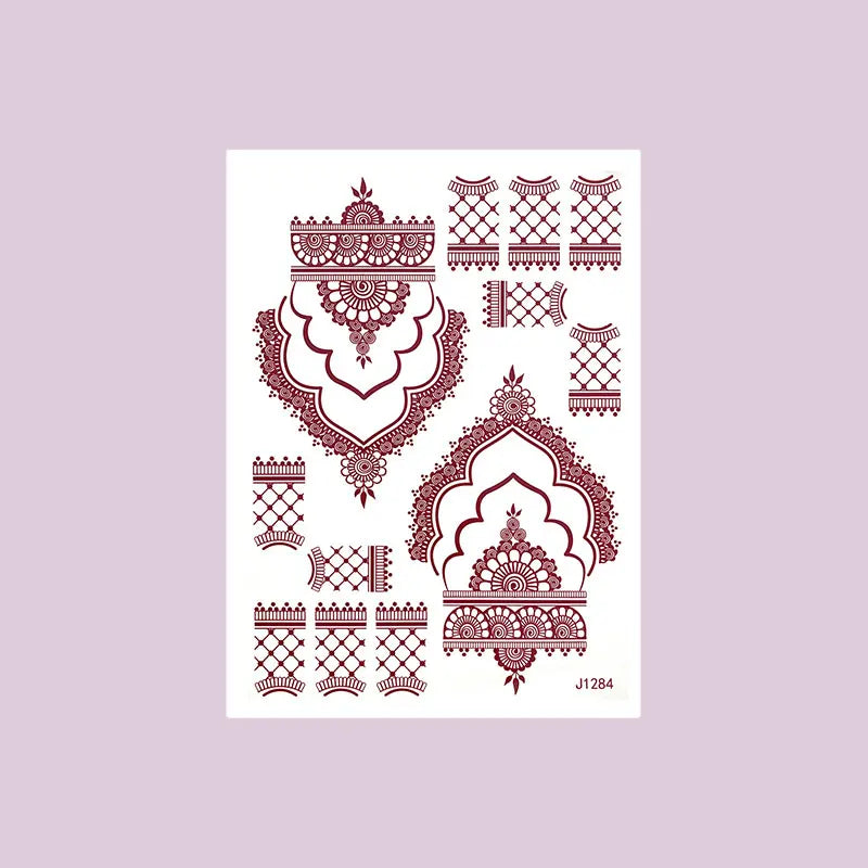 Waterproof Henna Tattoo Stickers for Women Flower Instant Fake Tattoo for Hand Temporary Tattoos for Wedding Party Festival