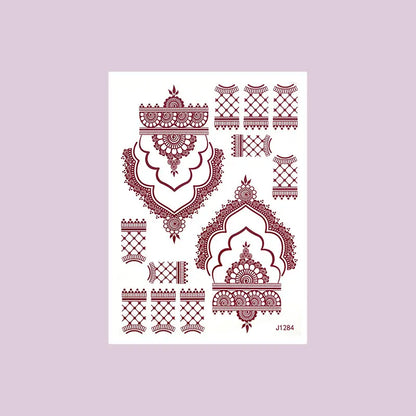 Waterproof Henna Tattoo Stickers for Women Flower Instant Fake Tattoo for Hand Temporary Tattoos for Wedding Party Festival