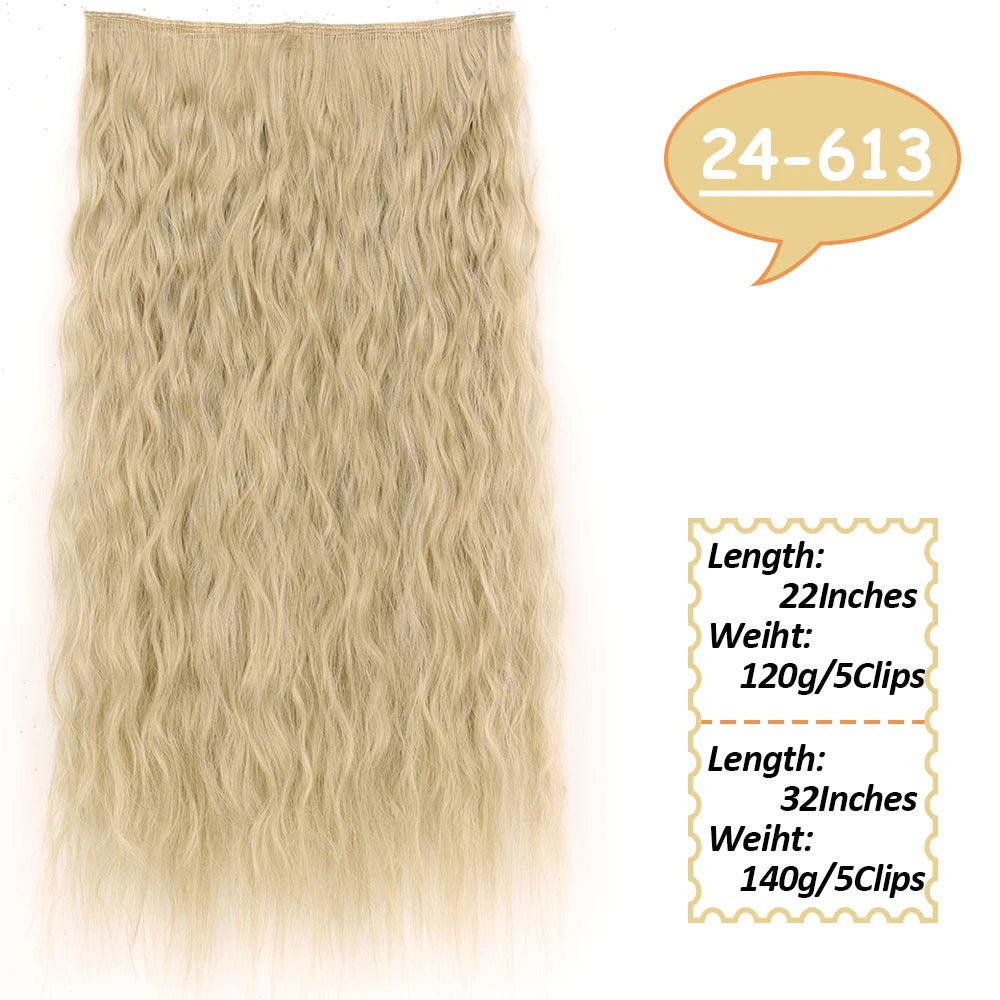 NICESY Synthetic Long Wavy 5 Clips Hair Extensions 22Inch/32Inch Clip On Hair Extensions High Tempreture Fake For Women
