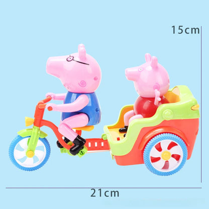 Battery Operated Pink Piggy Ride On Toy Electric Music Car for Kids Cute Pig Daddy Tricycle