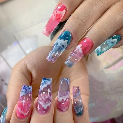 Wholesale Price Press On Nails Ballerina Medium Coffin False Nails French Tip Nails Manicure Stick On Nails Acrylic Fake Nails