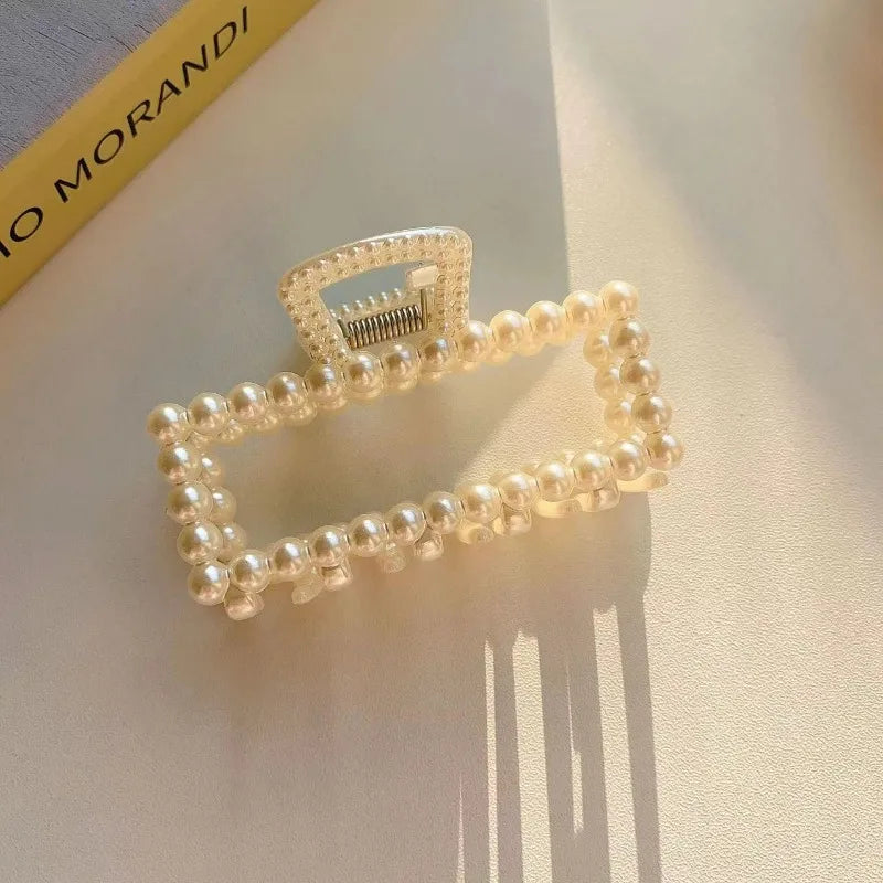 Imitation Pearl Hairpins Geometric Hair Claws Bath Large Catch Clip Back Head Women Hair Accessories Hair Claw New Headwear