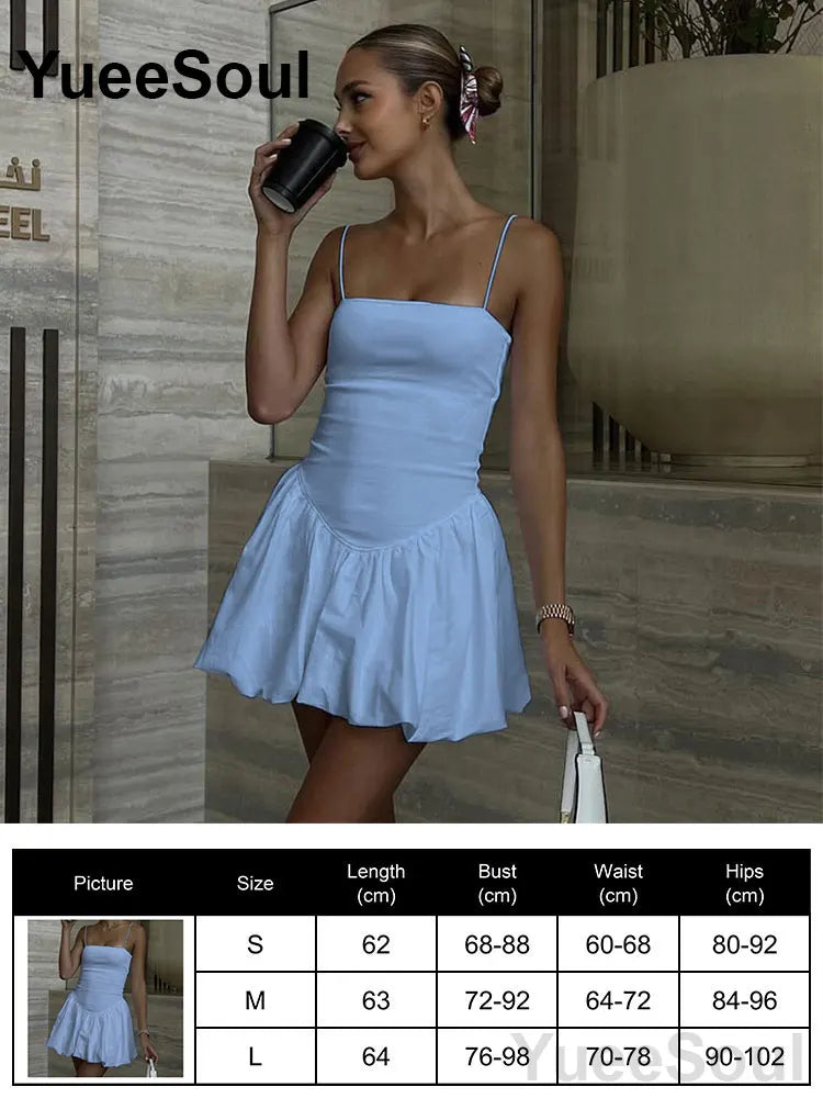 Blue Mini Dress Summer Sleeveless Slim Sexy Women Dresses 2025 New Sweet Cute Evening Party Casual High Street Y2K Dress