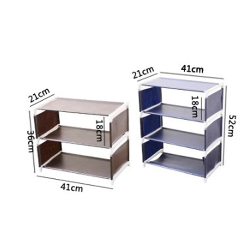 3/4 Layer Random Color Fabric Home Assembly Shoe Rack Living Room Bedroom Solid Color Simple Non-woven Fabric Shoe Storage Rack