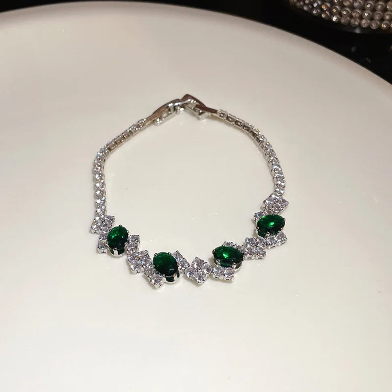 Rhinestone Round Clasp Bracelet for Women Personality Colorful Bracelets Temperament Light Luxury Posh Accessories Wholesale