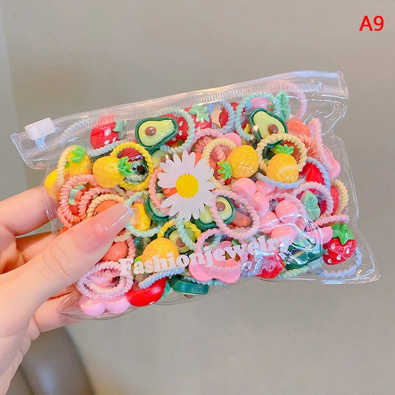 20Pcs Cute Rubber Bands For Children Does Not Hurt The Hair Elastic Good Girl Baby Head Rope Small Tie Hair Chirp Headdress