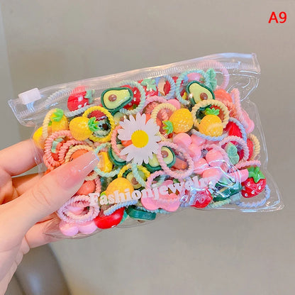 20Pcs Cute Rubber Bands For Children Does Not Hurt The Hair Elastic Good Girl Baby Head Rope Small Tie Hair Chirp Headdress
